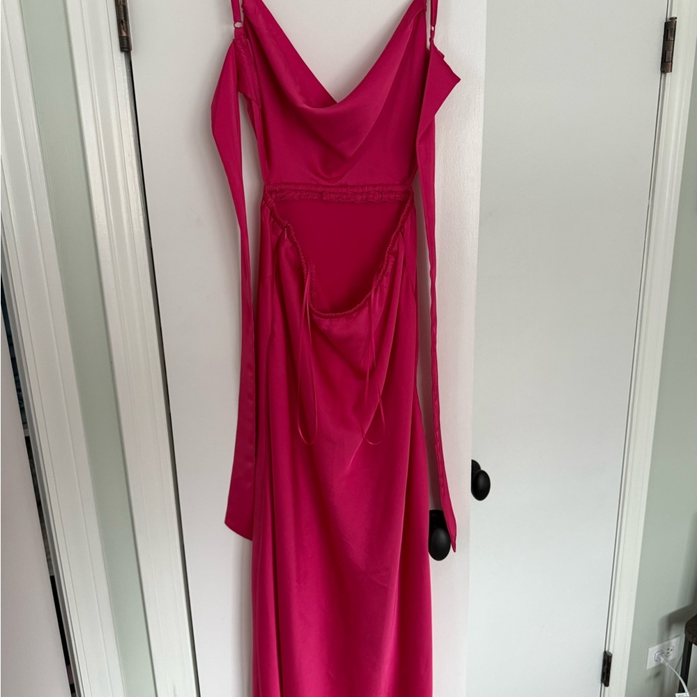 Petal & Pup Hot Pink Satin Maxi Slip Dress - Picture 5 of 6